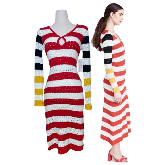 Rare Knit Midi Dress Sample Prototype Similar to De Loreta Rocoto Size M - Picture 1 of 8